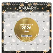 2026-2027 Willow Creek Press Monthly Spiral Wall Calendar, 12"" x 12"", Starry Night, July 2026 To June 2027, 54758