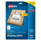 Avery® TrueBlock® Permanent Inkjet Shipping Labels, Internet, 8126, 5 1/2"" x 8 1/2"", White, Pack Of 50