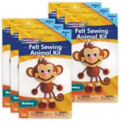 Creativity Street Felt Sewing Animal Kits, 10-1/2"" x 6-1/2"" x 1"", Monkey, Set Of 6 Kits