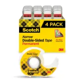 Scotch® Double Sided Tape with Dispenser, Photo Safe, 1/2 in. x 400 in., 4 Tape Rolls, Clear, School Supplies and College Essentials for Students