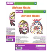 Roylco African Masks, White, 20 Masks Per Pack, Set Of 2 Packs