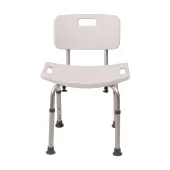 HealthSmart® Compact Germ-Free Height-Adjustable Bath And Shower Bench Stool, With Backrest, 21""H x 20""W x 12""D, White