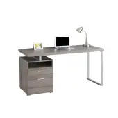 Monarch Specialties Contemporary 60""W Computer Desk With 2 Drawers And Open Shelf, Dark Taupe/Silver