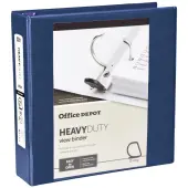 Office Depot® Heavy-Duty View 3-Ring Binder, 2"" D-Rings, 49% Recycled, Navy