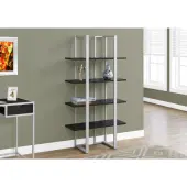 Monarch Specialties 60""H 4-Shelf Metal Bookcase, Cappuccino/Silver