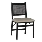 Powell Menlo Rattan Cane Folding Chair, Black/Beige