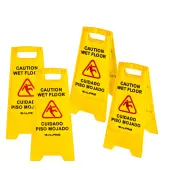 Alpine Caution Wet Floor Signs, 24"", Yellow, Pack Of 4 Signs