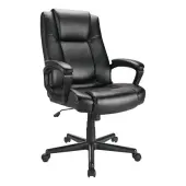 Realspace® Hurston Bonded Leather High-Back Executive Office Chair, Black, BIFMA Compliant