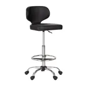 ALPHA HOME Adjustable Ergonomic Faux Leather Office Drafting Chair With Back, Black