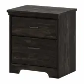 South Shore Versa 2-Drawer Nightstand, 25-1/4""H x 23""W x 17-3/4""D, Rubbed Black