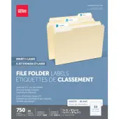 Office Depot® Brand Permanent File Folder Labels, Rectangle, 2/3"" x 3 7/16"", White, Pack Of 750