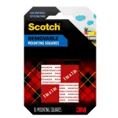 Scotch® Removable Foam Mounting Squares, 1"" x 1"", Pack Of 16