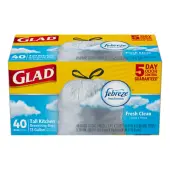 Glad ForceFlex Tall Kitchen Drawstring Trash Bags - Fresh Clean with Febreze Freshness - 13 gal Capacity - 78361CT