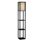 Adesso® Wright Shelf Floor Lamp, 63"", Black/Natural