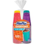 Hefty Everyday 16 oz Disposable Party Cups - 16 fl oz - 100 / Pack - Assorted Bright - Cold Drink, Party