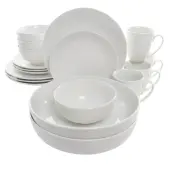 Elama Owen 18-Piece Porcelain Dinnerware Set, White