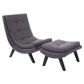 Ave Six Tustin Lounge Chair And Ottoman Set, Pewter/Black