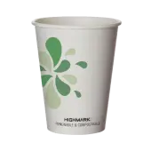Highmark® ECO Compostable Hot Coffee Cups, 12 Oz, White, Pack Of 50
