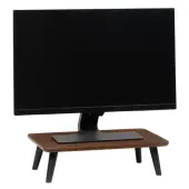 Realspace® Wood/Metal Monitor Stand, 5""H x 18""W x 10""D, Walnut/Black