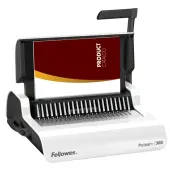 Fellowes® Pulsar™ 300 Manual Comb Binding Machine, 300 Sheet Capacity, 5.1""H x 18.1""W x 15.4""D, White