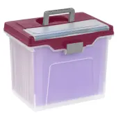 Office Depot® Brand Mobile File Box, Large, Letter Size, 11 5/8""H x 13 3/6""W x 10""D, Clear/Burgundy