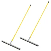 Alpine Dual Moss Heavy-Duty Floor Squeegees, 30"", 50"" Handle, Yellow, Pack Of 2 Squeegees