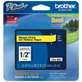 Brother® TZe-631 Black-On-Yellow Tape, 0.5"" x 26.2'