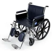 Medline Extra-Wide Folding Wheelchair With Full-Length Arms, 24""W Seat, 32""H x 18 1/2""W x 37 1/2""D, Black/Silver