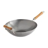 Joyce Chen Classic Series Carbon Steel Wok With Birch Handles, 14"", Silver