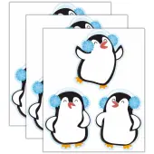 Eureka Paper Cut-Outs, Winter Penguins, 5-1/2"" x 5-1/2"", 36 Cut-Outs Per Pack, Bundle Of 3 Packs