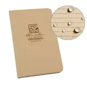 Rite in the Rain Hardcover Notebook, Pocket Size, 4 1/4"" x 6 3/4"", Universal Rule, 160 Pages (80 Sheets), Tan