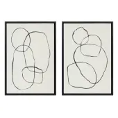 Uniek Kate and Laurel Sylvie Framed Canvas Wall Art Print, 23"" x 33"", Modern Circles And Going In Circles, Black, Set Of 2
