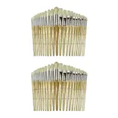 Creativity Street Beginner Paint Brushes, Preschool Brush Set, Natural, 24 Brushes Per Pack, Set Of 2 Packs