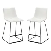 Office Star Nash Fabric Counter Height Stools, White, Set Of 2 Stools