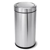 simplehuman Swing-Top Commercial Trash Can, 14.5 Gallons, 29.2"" x 14.8"", Brushed Heavy-Gauge Stainless Steel