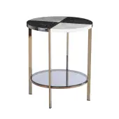 SEI Cortinada Round Faux Marble End Table, 24""H x 20-1/4""W x 20-1/4""D, Black/White/Gold