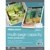 Office Depot® Brand Multi-Page Capacity Sheet Protectors, 100-Sheet Capacity, 8-1/2"" x 11"", Clear, Pack Of 25