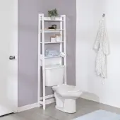 Honey Can Do 4-Tier Over-The-Toilet Space Saver, 65-9/16""H x 7-1/2""W x 22-5/16""D, White