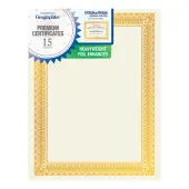 Geographics Foil Certificates, 8-1/2"" x 11"", Rome Gold, Pack Of 15