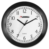 Lorell® 9"" Round Profile Wall Clock, Black