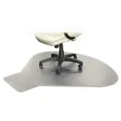 Lorell® PlushMat Medium Pile Studded Chair Mat, For L-Workstation With Lip, 60 ""x 66"", Clear