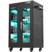 ChargeTech Metal UV Clean And Change Cart, 30-Bay, 55""H x 26""W x 22""D, Silver/Black