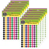 Teacher Created Resources® Mini Stickers, 3/8"", Colorful Circles, 528 Stickers Per Pack, Set Of 12 Packs