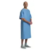 Medline Hyperbaric Patient Gowns, 63"", Blue, Pack Of 12