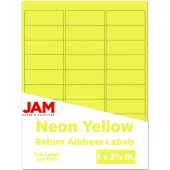 JAM Paper® Mailing Address Labels, Rectangle, 1"" x 2 5/8"", Neon Yellow, Pack Of 120