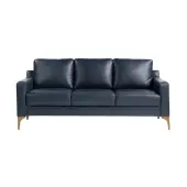 Serta Florence Faux Leather Sofa, 35""H x 78""W x 33-1/2""D, Navy
