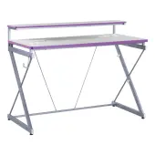 Office Star Emulator Battlestation 48""W Gaming Desk With RGB LED Lights, Purple/Carbon