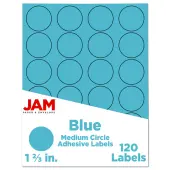 JAM Paper® Circle Label Sticker Seals, 1 2/3"", Blue, Pack Of 120