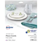 Avery® Printable Blank Place Cards With Sure Feed®, 1-7/16"" x 3-3/4"", Textured White, 150 Customizable Tent Cards