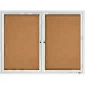 Quartet® Enclosed Outdoor 2-Door Bulletin Board, 36"" x 48"", Aluminum Frame With Silver Finish